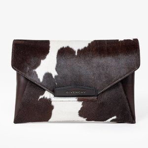 Givenchy Brown Cow Print Calf Hair/ Leather Antigona Clutch